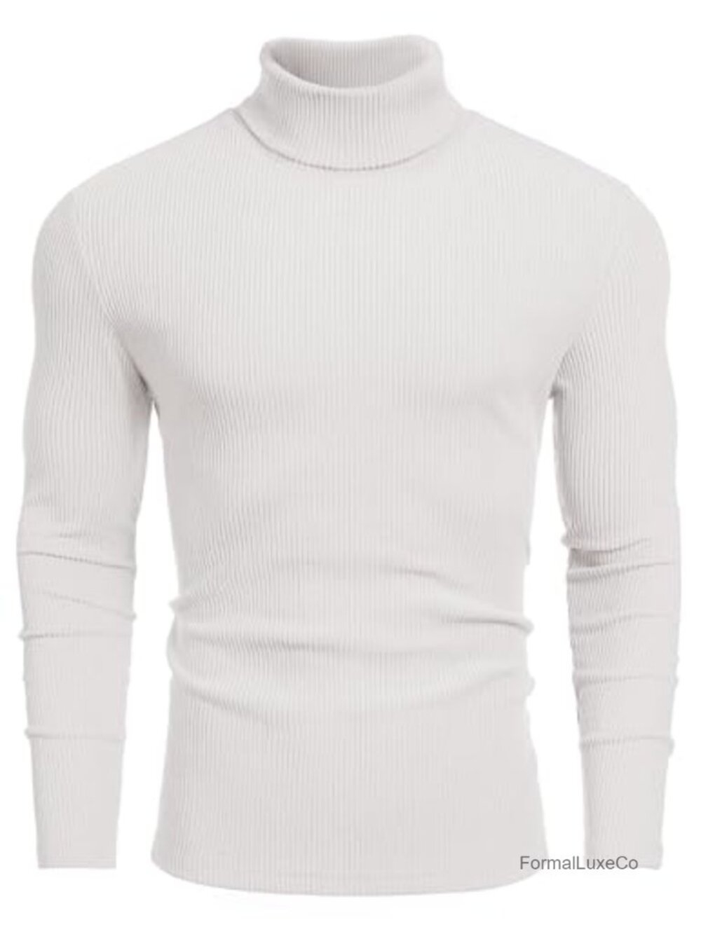 Men's Ribbed Turtleneck Sweater Long Sleeve Knitted Pullover